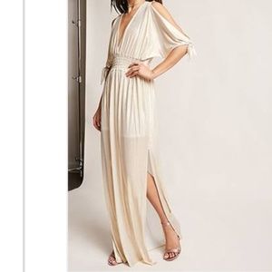 Metallic smock waist maxi dress
